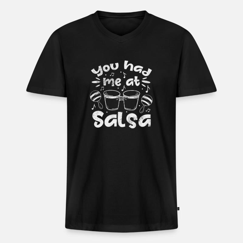 Salsa - Männer Premium Bio T-Shirt mit V-Ausschnitt - Schwarz