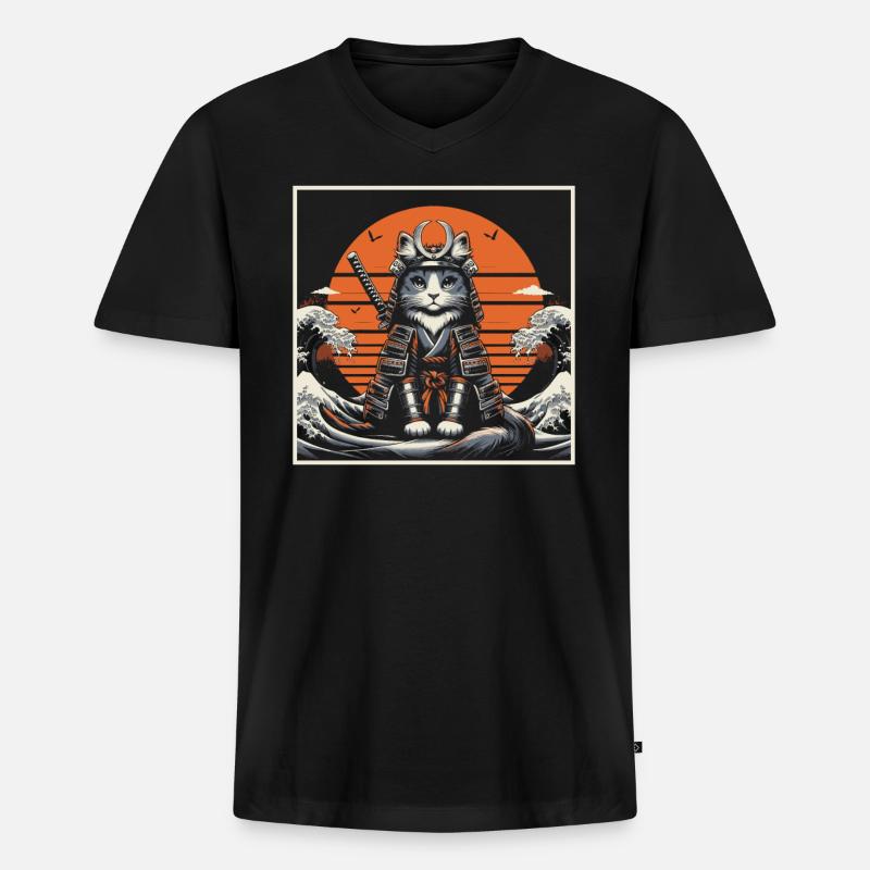Samurai Ronin Schwertkampf Krieger Geschenk - Männer Premium Bio T-Shirt mit V-Ausschnitt - Schwarz