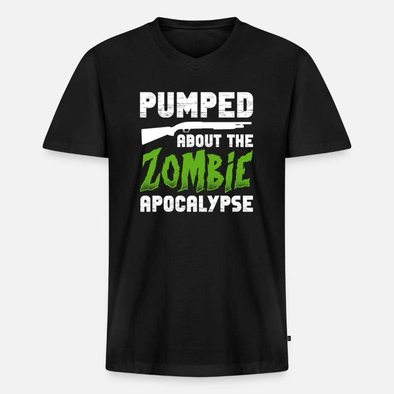 Zombie Zombie-Jäger Zombieapokalypse Geschenk - Männer Premium Bio T-Shirt mit V-Ausschnitt - Schwarz