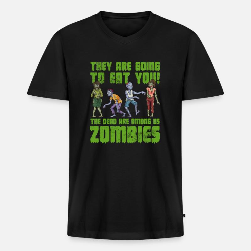 Zombie - Männer Premium Bio T-Shirt mit V-Ausschnitt - Schwarz
