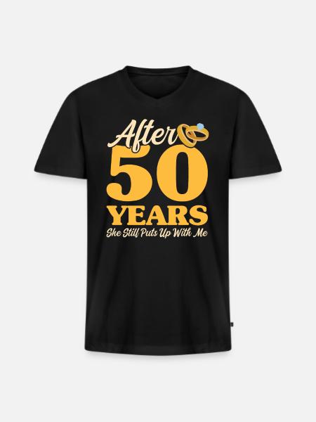 50th wedding anniversary - Men's Premium Organic T-shirt with V-neck - black