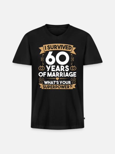 60th wedding anniversary - Men's Premium Organic T-shirt with V-neck - black