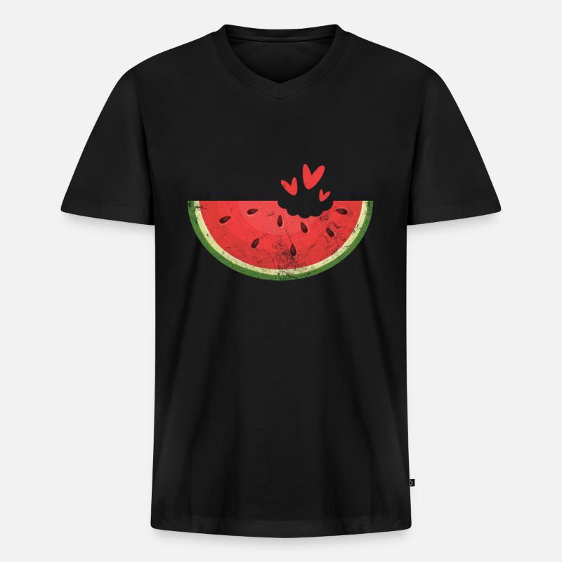 Wassermelone - Männer Premium Bio T-Shirt mit V-Ausschnitt - Schwarz
