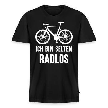 Selten Radlos Fahrrad Mountainbike Rennrad Rad - Männer Premium Bio T-Shirt mit V-Ausschnitt - Schwarz - Vorne - Nico (187cm)