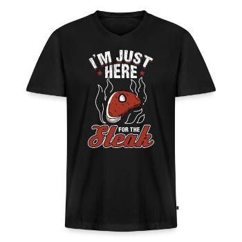 I'm Just Here For The Steak BBQ Grillen - Männer Premium Bio T-Shirt mit V-Ausschnitt - Schwarz - Vorne - Nico (187cm)