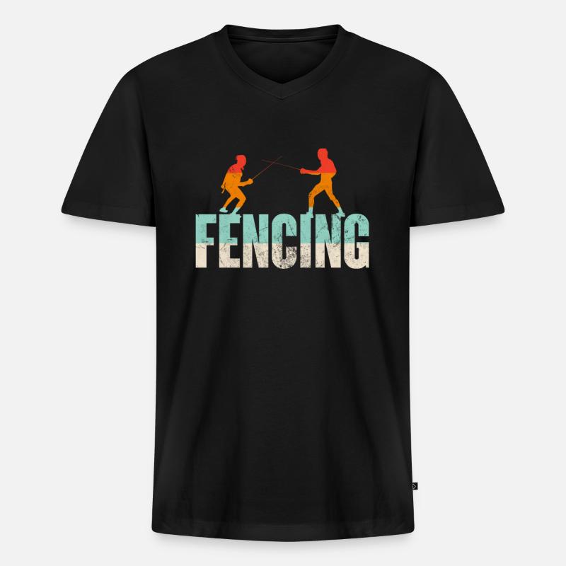 Fechten - Männer Premium Bio T-Shirt mit V-Ausschnitt - Schwarz