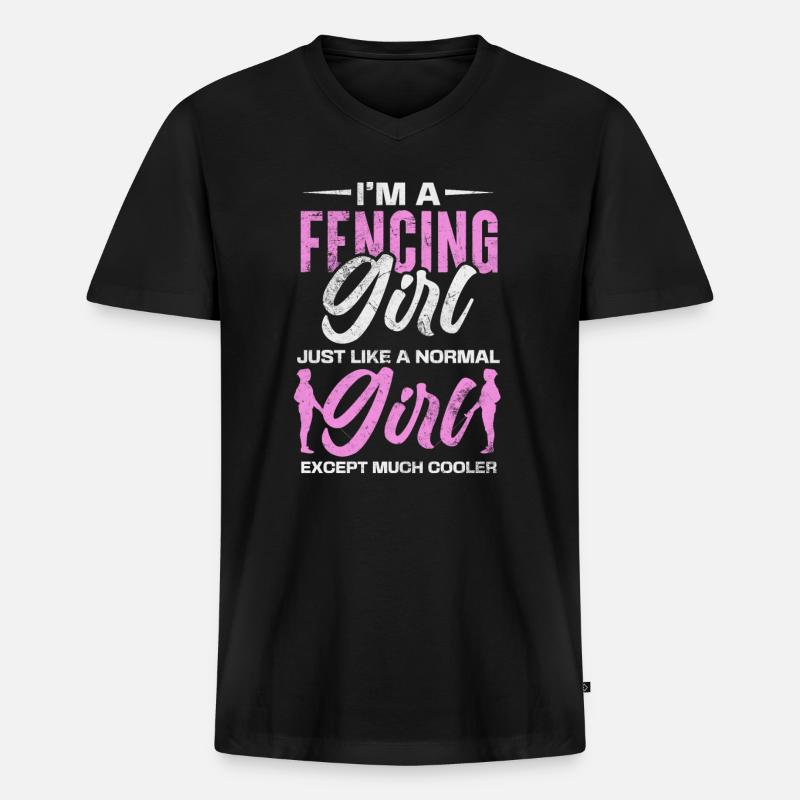 Fechten - Männer Premium Bio T-Shirt mit V-Ausschnitt - Schwarz