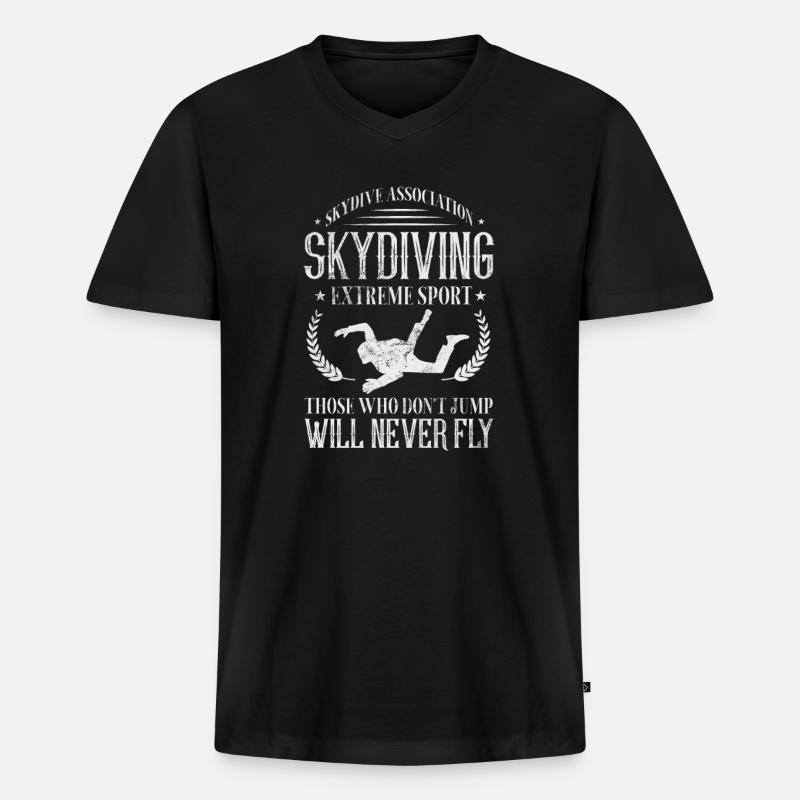 Skydive - Männer Premium Bio T-Shirt mit V-Ausschnitt - Schwarz