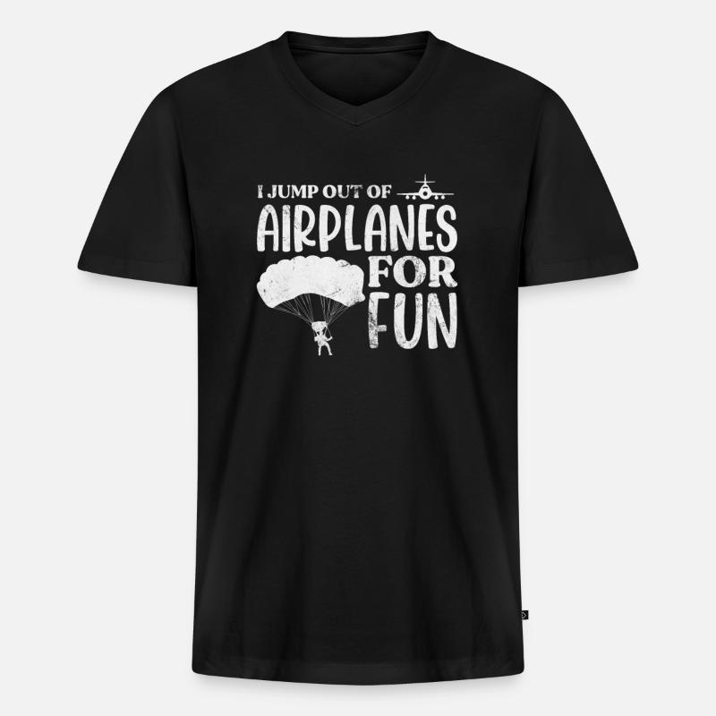 Skydive - Männer Premium Bio T-Shirt mit V-Ausschnitt - Schwarz