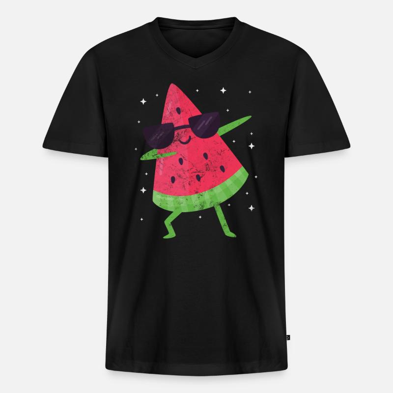 Wassermelone - Männer Premium Bio T-Shirt mit V-Ausschnitt - Schwarz
