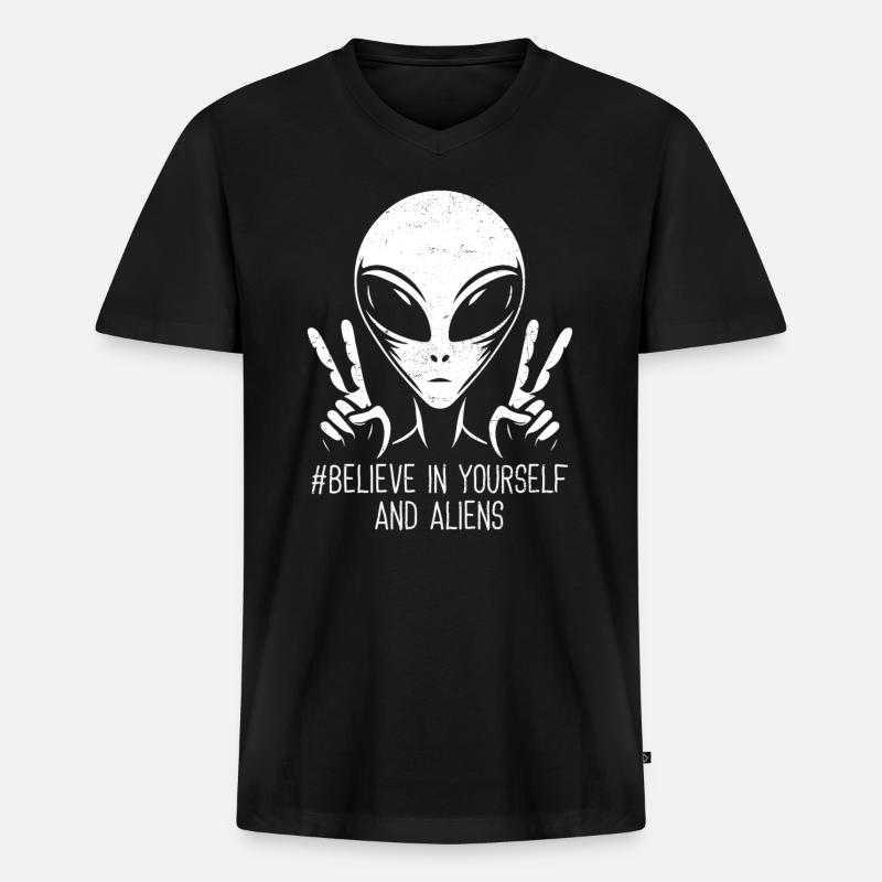 Alien - Männer Premium Bio T-Shirt mit V-Ausschnitt - Schwarz