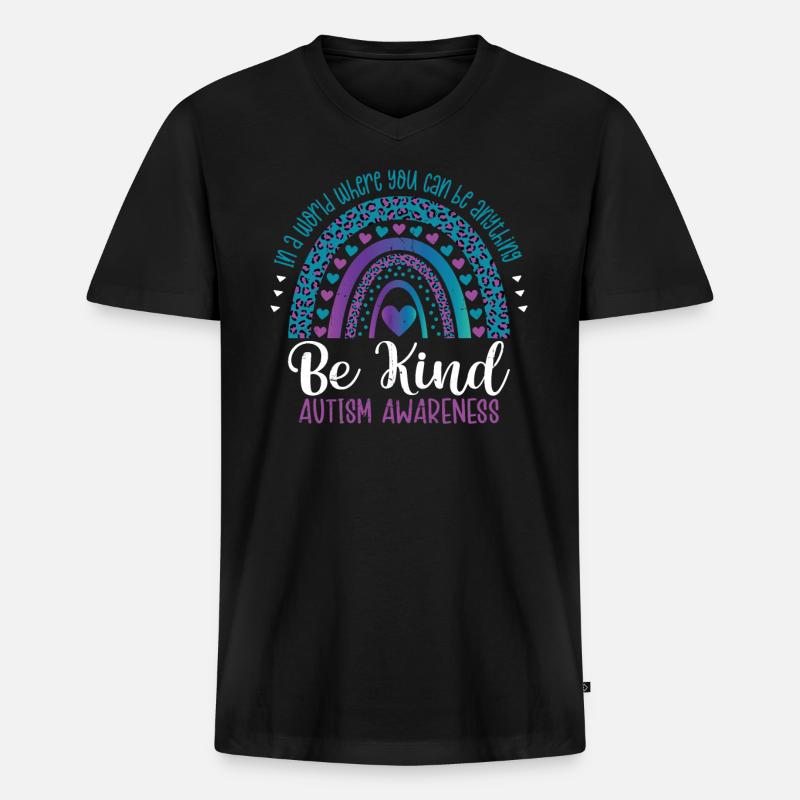 Autismus - Männer Premium Bio T-Shirt mit V-Ausschnitt - Schwarz