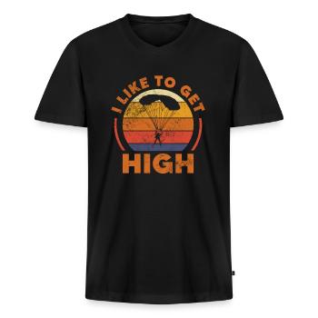 Skydive - T-shirt encolure en V Premium bio Homme - noir - Devant - Nico (187cm)
