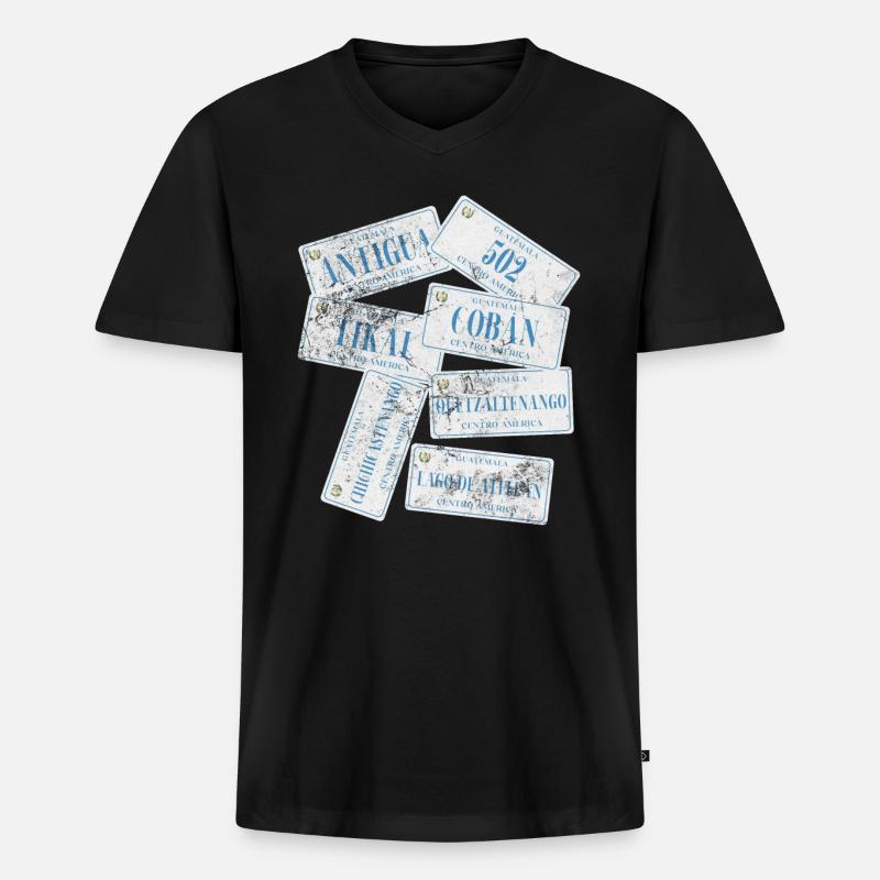 Antigua - Männer Premium Bio T-Shirt mit V-Ausschnitt - Schwarz