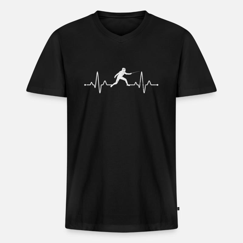 Fechten - Männer Premium Bio T-Shirt mit V-Ausschnitt - Schwarz