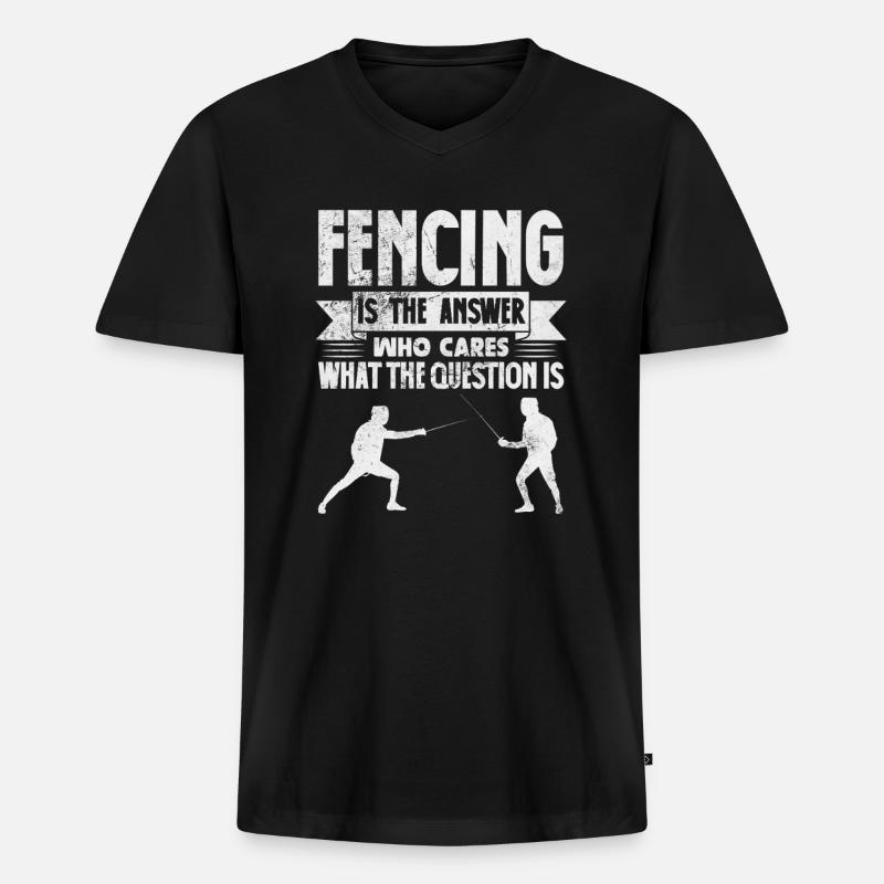 Fechten - Männer Premium Bio T-Shirt mit V-Ausschnitt - Schwarz