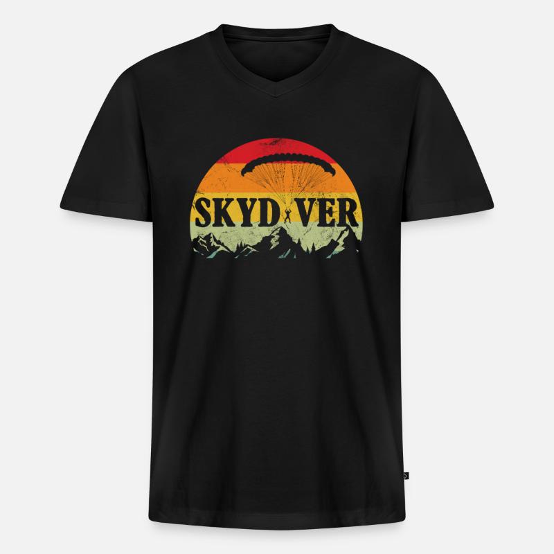 Skydive - Männer Premium Bio T-Shirt mit V-Ausschnitt - Schwarz