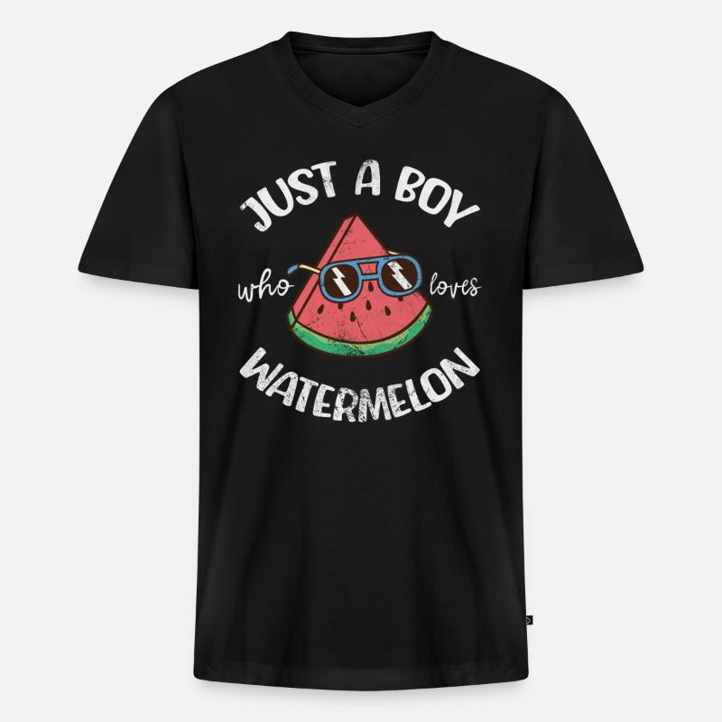 Wassermelone - Männer Premium Bio T-Shirt mit V-Ausschnitt - Schwarz