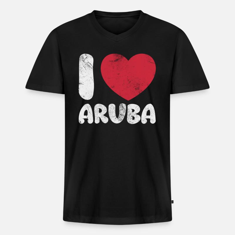 Aruba - Männer Premium Bio T-Shirt mit V-Ausschnitt - Schwarz