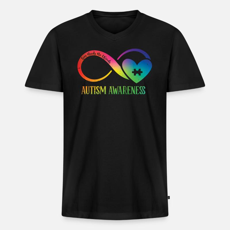 Autismus - Männer Premium Bio T-Shirt mit V-Ausschnitt - Schwarz
