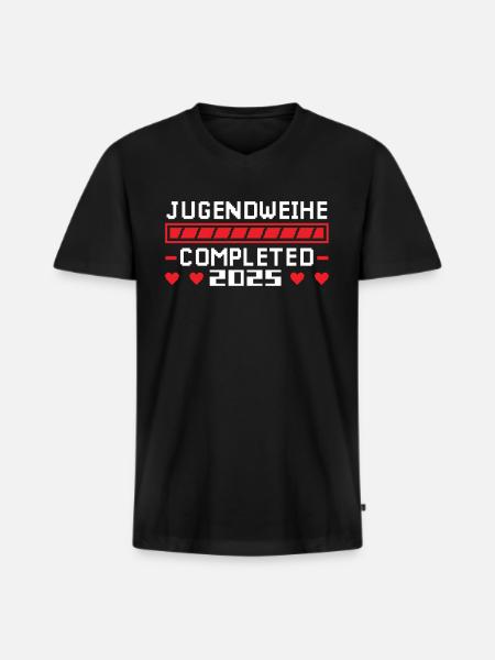 Jugendweihe 2025 Mädchen Junge - Männer Premium Bio T-Shirt mit V-Ausschnitt - Schwarz