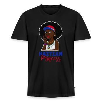 Haïti - T-shirt encolure en V Premium bio Homme - noir - Devant - Nico (187cm)