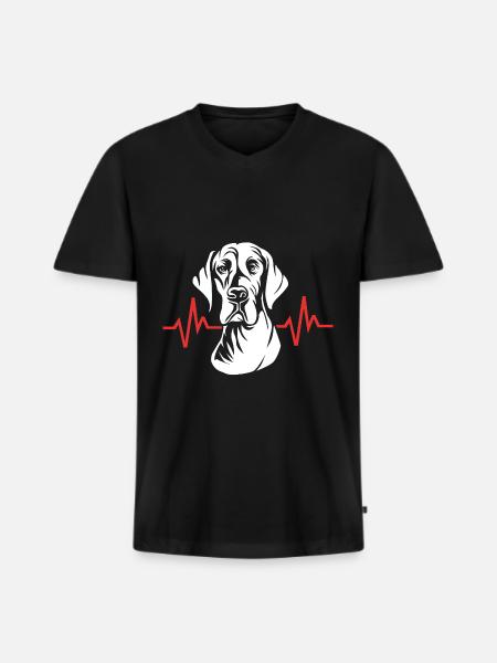 Great Dane heartbeat - Men's Premium Organic T-shirt with V-neck - black