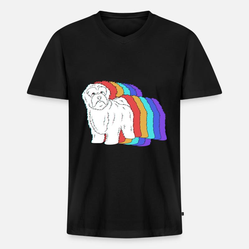 Havaneser - Männer Premium Bio T-Shirt mit V-Ausschnitt - Schwarz