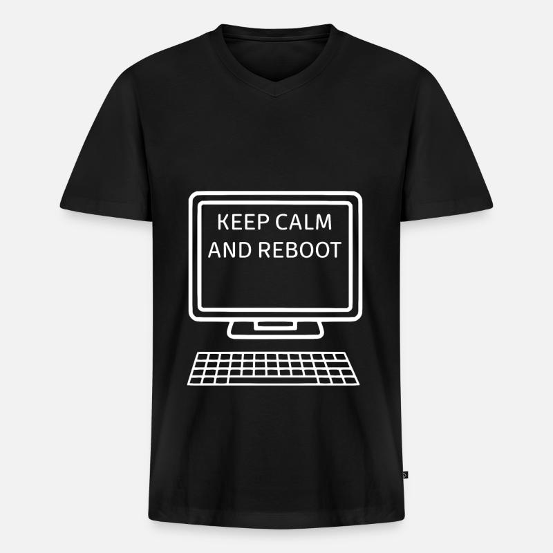 Computer Neustart - Männer Premium Bio T-Shirt mit V-Ausschnitt - Schwarz