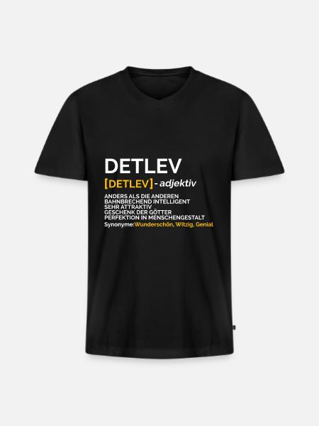 Detlev - Männer Premium Bio T-Shirt mit V-Ausschnitt - Schwarz