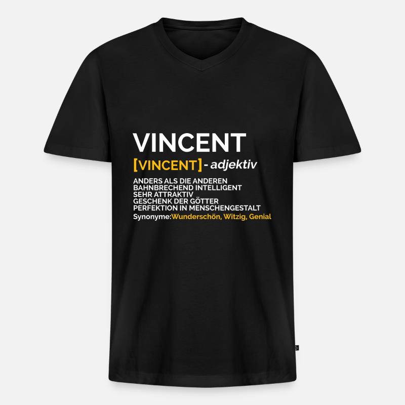 Vincent - Männer Premium Bio T-Shirt mit V-Ausschnitt - Schwarz