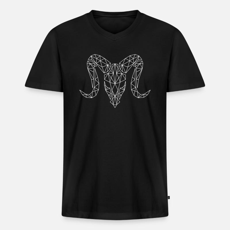 Sternzeichen Widder Geometrisch Polygon - Männer Premium Bio T-Shirt mit V-Ausschnitt - Schwarz