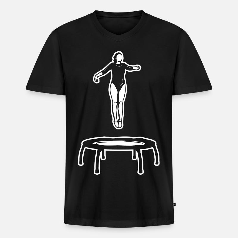 Trampolinspringerin Mädchen - Männer Premium Bio T-Shirt mit V-Ausschnitt - Schwarz