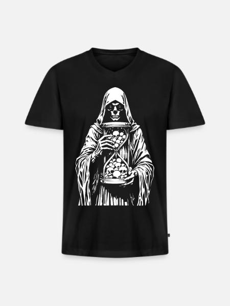 Grim Reaper with Skulls - Men's Premium Organic T-shirt with V-neck - black
