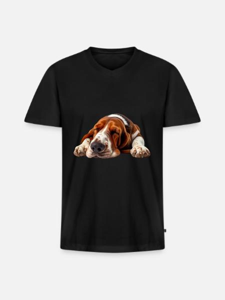 Basset Hound - Men's Premium Organic T-shirt with V-neck - black
