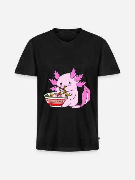 Axolotl Ramen - Men's Premium Organic T-shirt with V-neck - black