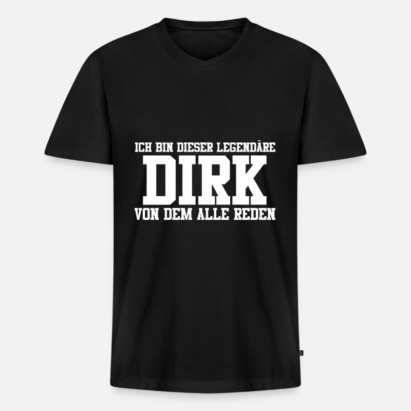 Dirk Name Design - Männer Premium Bio T-Shirt mit V-Ausschnitt - Schwarz