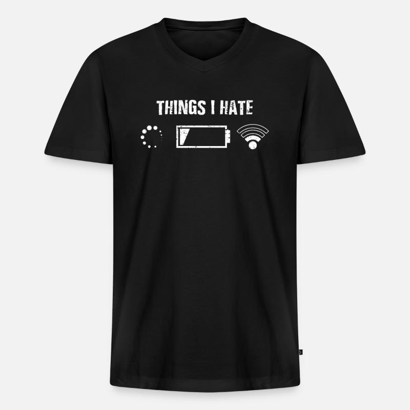 Nerd Hate Geschenk - Männer Premium Bio T-Shirt mit V-Ausschnitt - Schwarz