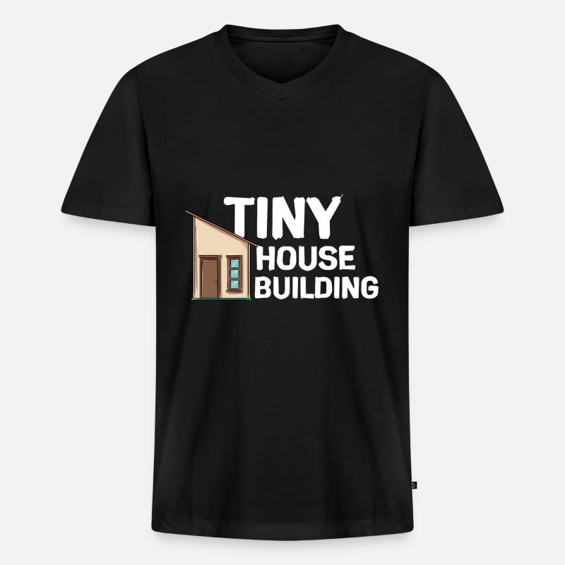 Tiny House - Männer Premium Bio T-Shirt mit V-Ausschnitt - Schwarz