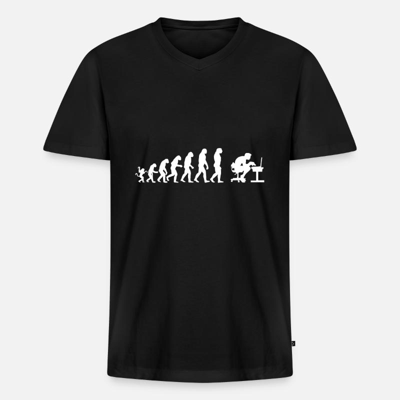 Evolution Computer - Männer Premium Bio T-Shirt mit V-Ausschnitt - Schwarz