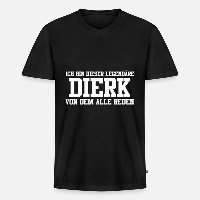 Dierk Name Design - Männer Premium Bio T-Shirt mit V-Ausschnitt - Schwarz