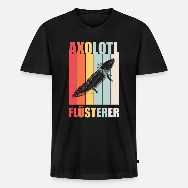 Axolotl Flüsterer - Männer Premium Bio T-Shirt mit V-Ausschnitt - Schwarz
