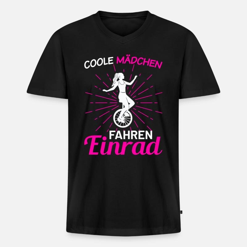 Coole Mädchen fahren Einrad - Männer Premium Bio T-Shirt mit V-Ausschnitt - Schwarz