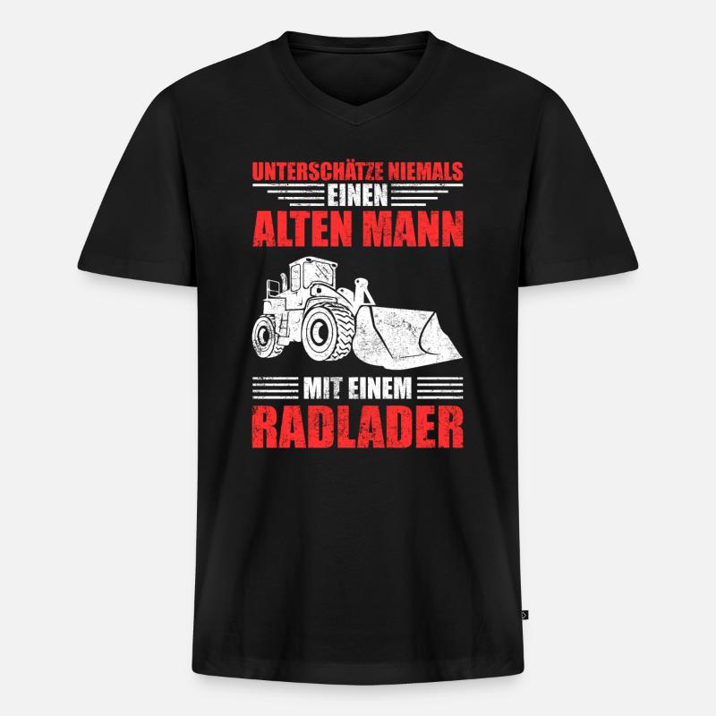 Radlader - Männer Premium Bio T-Shirt mit V-Ausschnitt - Schwarz