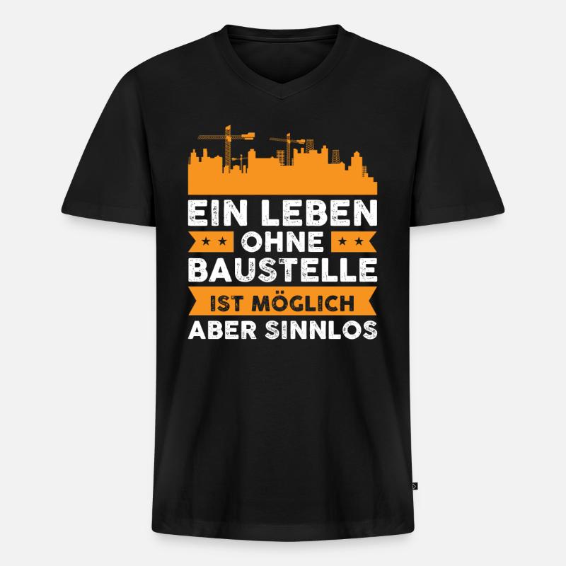 Bauleiter Geschenkidee Baustelle Geschenk - Männer Premium Bio T-Shirt mit V-Ausschnitt - Schwarz