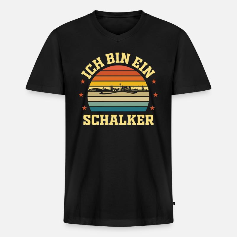 Ich bin ein Schalker - Männer Premium Bio T-Shirt mit V-Ausschnitt - Schwarz