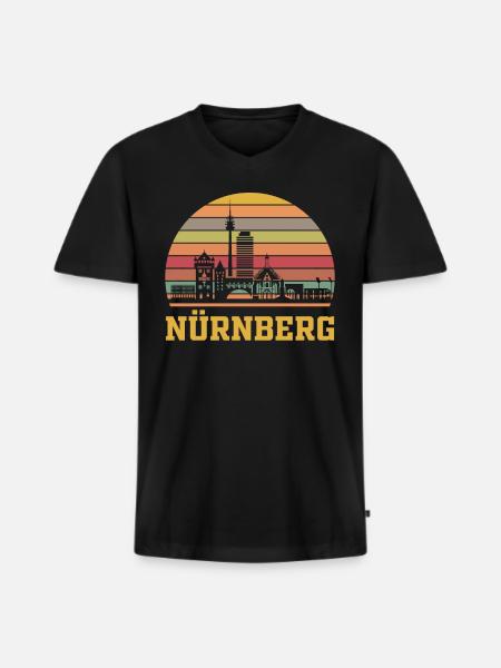 Nürnberg Retro - Männer Premium Bio T-Shirt mit V-Ausschnitt - Schwarz