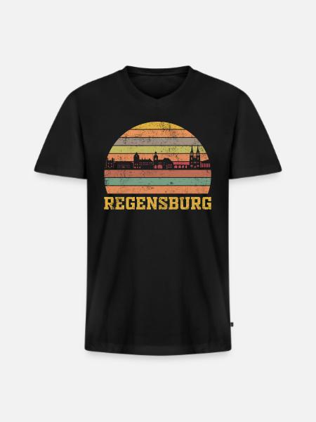 Regensburg - Männer Premium Bio T-Shirt mit V-Ausschnitt - Schwarz