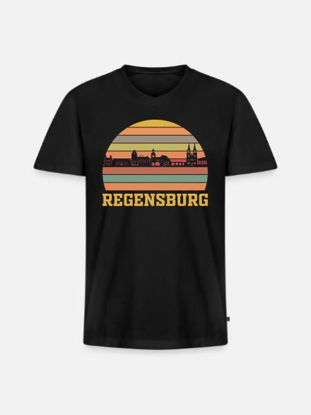 Regensburg - Männer Premium Bio T-Shirt mit V-Ausschnitt - Schwarz