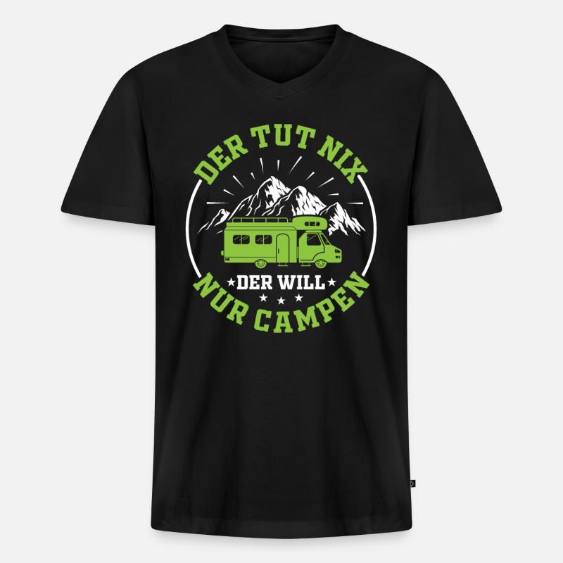 Camper Camping - Männer Premium Bio T-Shirt mit V-Ausschnitt - Schwarz